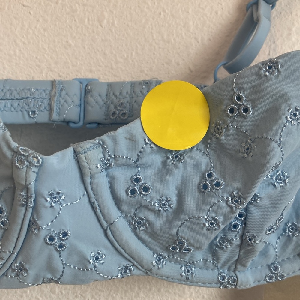 J Crew Womens Eyelet balconette underwire‎ bikini top 32A Calm Blue Color - Picture 6 of 8